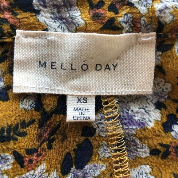 MELLÓDAY Sheer Golden Yellow with White Blooms Print MIDI Dress – XS - Picture 15 of 16